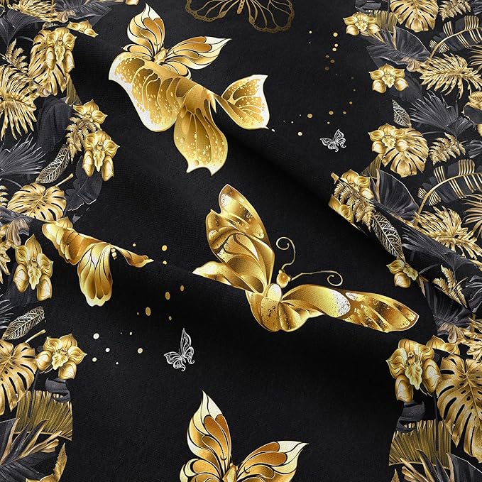 Tailor Shop Black and Gold Comforter Set Twin Size for Girls Kids Boys Women,Butterfly Bedding Gold Butterflies Bed Sets with 1 Pillowcases…