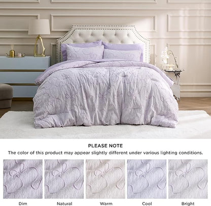 Bedsure Full Size Comforter Sets, GentleSoft™ 3 Pieces Bow Cute Bedding Lavender Room Decor Aesthetic, Full Size Bedding Sets Gifts for Her, 1 Lavender Comforter, 2 Pillow Shams, 82x86 Inches