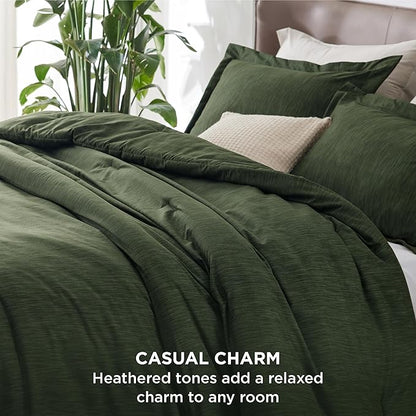 Bedsure King Size Comforter Set - Dark Green Soft Bedding for All Seasons, Cationic Dyed Bed Set, 3 Pieces, 1 King Size Comforter (104"x90") and 2 Pillow Shams (20"x36"+2")