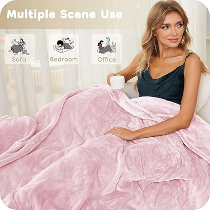 Electric Heated Blanket Full Size 72"×84", Breathable & Luxurious Flannel,Soft Warm Gift with Over-Heat Protection,4 Heating Levels & 10 H Auto Shut Off, Machine Washable, Light Pink