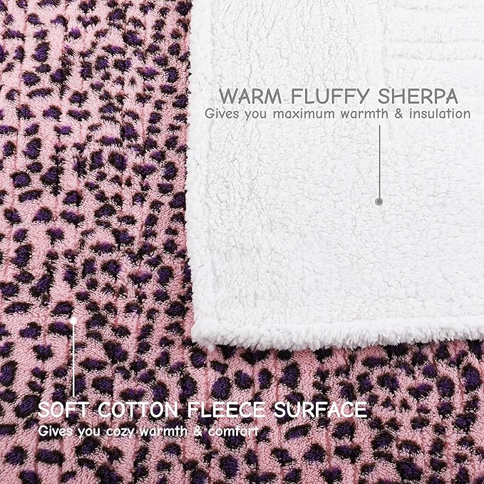 Electric Heated Blanket Full Size 72"x84", Ultra-Soft Plush with Overheat Protection, 9 Adjustable Heat Settings & 10-Hour Auto-Off Timer, Fast Heating for Winter Comfort, Pink Purple Leopard Print