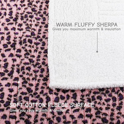 Electric Heated Blanket Full Size 72"x84", Ultra-Soft Plush with Overheat Protection, 9 Adjustable Heat Settings & 10-Hour Auto-Off Timer, Fast Heating for Winter Comfort, Pink Purple Leopard Print