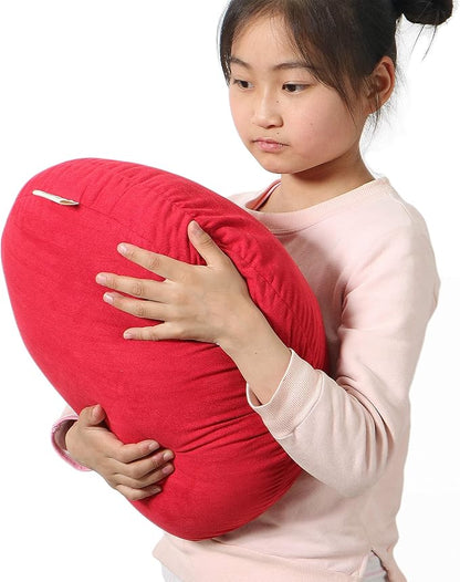 Round Throw Pillow 16x16 for Kids Down-Like Polyester Filling Super Soft Floor Pillow Ultra Fluffy Feather-Like Touching Decorative Circle Cushion for Couch Bed Sofa, Bright Red, 1 Piece