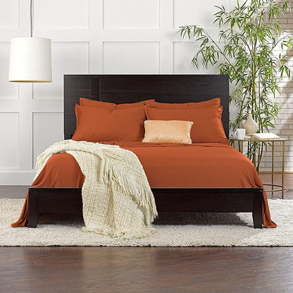 Pure Bamboo King Sheets, Genuine 100% Organic Viscose Derived from Bamboo Bed Sheet Set, Luxuriously Soft & Cooling, Double Stitching, 2 Year Quality Promise (King, Terracotta)