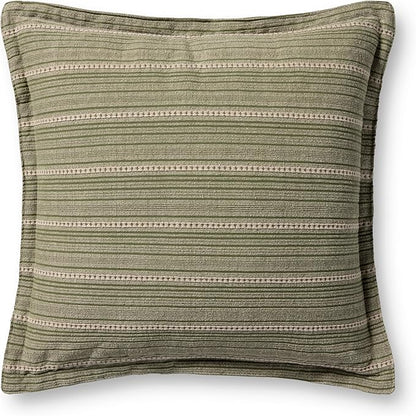 Loloi Chris Loves Julia Howie Collection PCJ0023 Green/Natural 22'' x 22'' Cover w/Down Pillow