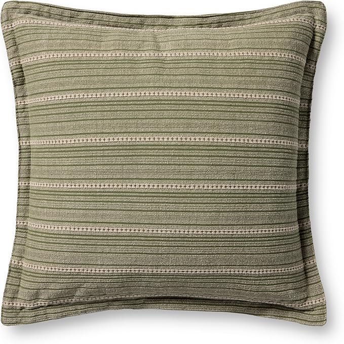 Loloi Chris Loves Julia Howie Collection PCJ0023 Green/Natural 22'' x 22'' Cover w/Poly Pillow