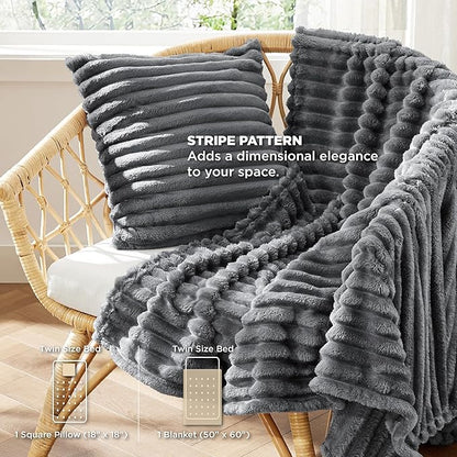 Bedsure Full Comforter Set 5 Pieces - Bed in a Bag with Fleece Throw Blanket and Decorative Pillow, Lightweight Bedding Comforter Sets, All Season Bedding, Dark Grey