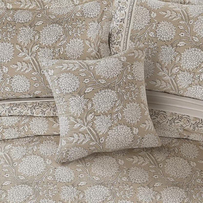 Levtex Home - Adare Taupe - Decorative Pillow (18x18in.) - Floral - Taupe, Grey and Cream
