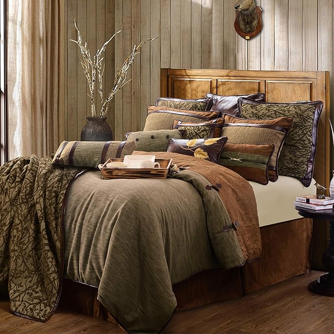 Paseo Road by HiEnd Accents Highland Lodge Buckle Cornered Decorative Throw Pillow, 18x18 inch, Rustic Cabin Lodge Western Luxury Bedding