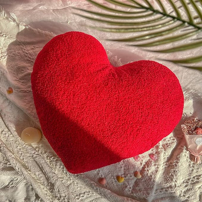EastTree Heart Pillows, Red Heart Shaped Pillows, Love Throw Pillows, Cute Sherpa Heart Decor, Small Fluffy Pillows, Women Girls Living Bedroom Home Decoration 10x13 Inch