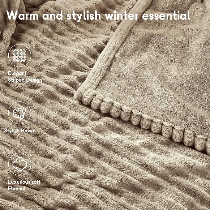 Heated Blanket Electric Blanket Queen Size 84''x90'' with 10 Heating Levels, 1-12 Hour Auto Shut Off, Machine Washable, Dual Controller Soft Warming Blanket for Couch, Bed, Office - Light Brown