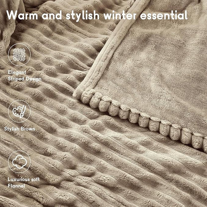 Heated Blanket Electric Blanket Queen Size 84''x90'' with 10 Heating Levels, 1-12 Hour Auto Shut Off, Machine Washable, Dual Controller Soft Warming Blanket for Couch, Bed, Office - Light Brown