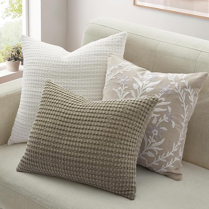 Levtex Home - Mills Waffle Taupe - Decorative Pillow (14 x 18in.) - Waffle - Taupe