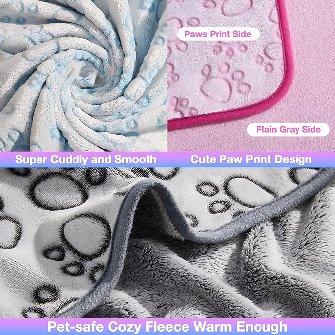 Stuffed 3pcs Premium Soft Dog Blankets for Small Dogs, Cat Blanket Calming Washable for Bed Couch Crate Protection Cover, Dog Puppy Kitten Essentials Christmas Dog Gifts, 24 * 32 inches