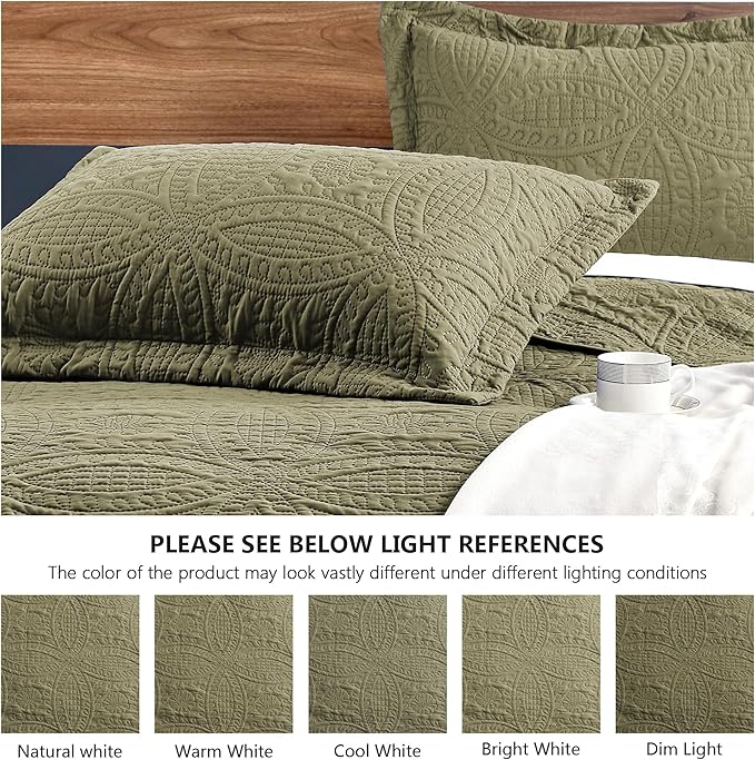 Love's cabin Twin Quilt Bedding Set Green Bedspreads - Soft Bed Summer Lightweight Bedspread Comforter - Coin Pattern Bedding Coverlet for All Season - 2 Pieces (1 Quilt, 1 Pillow Sham)