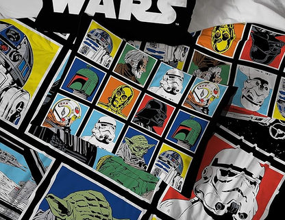 Jay Franco Star Wars Classic Grid 5 Piece Queen Bed Set - Includes Reversible Comforter & Sheet Set - Bedding Features Luke Skywalker - Super Soft Fade Resistant Microfiber