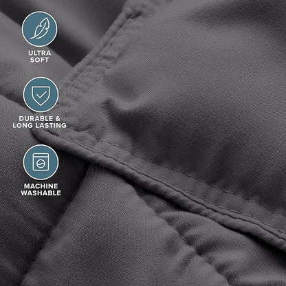 Bare Home Comforter Set - Queen Size - Ultra-Soft - Goose Down Alternative - Premium 1800 Series - Reversible - All Season Warmth (Queen, Forged Iron Grey)