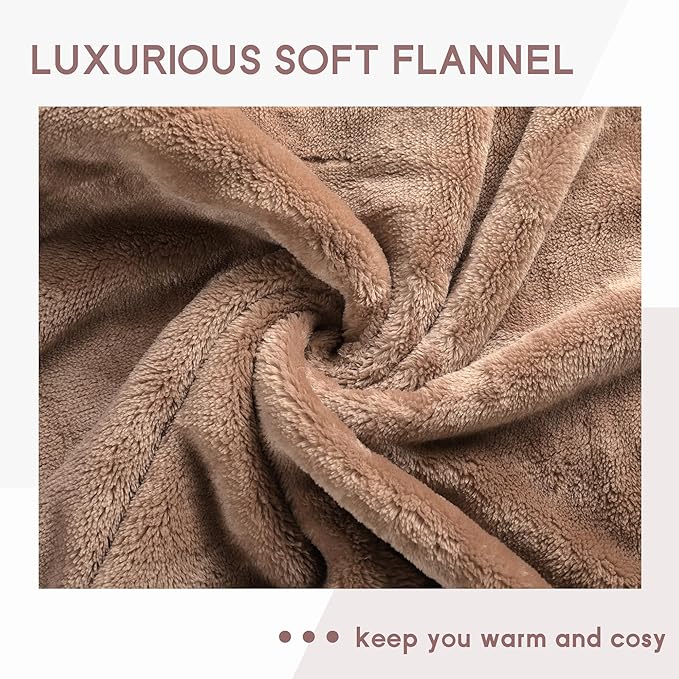 Heated Blanket Electric Throw Size 50''x60'' with 9 Heating Levels, 1-10 Hour Auto Shut Off, Machine Washable, Flannel & Sherpa Double-Sided Soft Warming Blanket for Couch, Bed, Office - Brown
