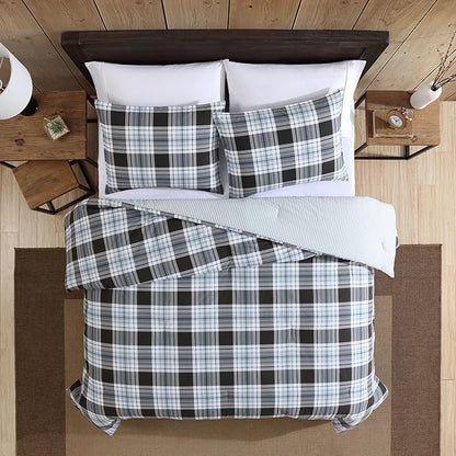 Eddie Bauer - King Comforter Set, Cotton Reversible Bedding with Matching Shams, Stylish Luxurious Bedding Set (Lewis Navy, King)