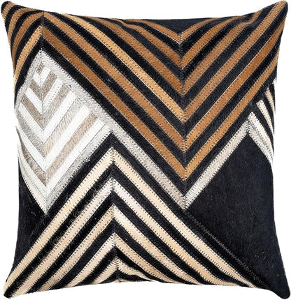 CANVELLO Genuine Cowhide Leather Decorative Throw Pillows - Handmade Patchwork Accent Pillows for Sofa, Couch, Chair - Southwestern Feather Down Insert Included (Square (18"x18"))
