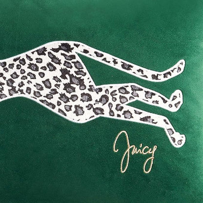 Juicy Couture Reversible Velvet Cheetah Pillow, 18" x 18" Decorative Pillow, Emerald Green