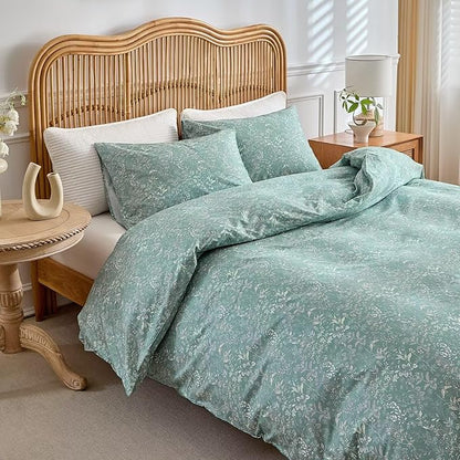 Queen Comforter Set 3 Pcs Boho Floral Vintage Aesthetic Duvet Insert Bedding Set 90"X90" Comforter and 2 Pillowcases in A Bag Botanical Rustic Farmhouse Soft Lightweight Prewashed Bed Sets