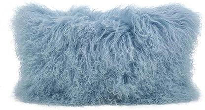 SARO LIFESTYLE Mongolian Lamb Fur Poly Filled Throw Pillow