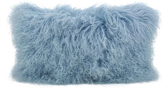 SARO LIFESTYLE Mongolian Lamb Fur Poly Filled Throw Pillow