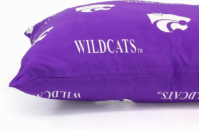 College Covers Everything Comfy Kansas State Wildcats Pillowcase Pair, King, 20" x 40", Includes 2 King Pillowcases