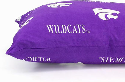 College Covers Everything Comfy Kansas State Wildcats Pillowcase Pair, King, 20" x 40", Includes 2 King Pillowcases