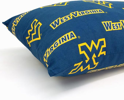 College Covers Everything Comfy West Virginia Mountaineers Pillowcase Pair, Standard, 20" x 30", Includes 2 Pillowcases