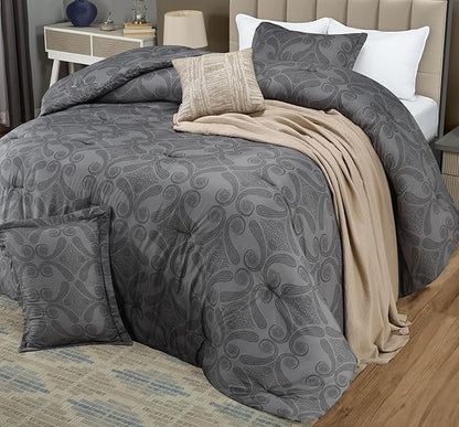 Queen Comforter Set 3 Piece Paisley Grey by Utopia Bedding Floral Comforters Queen Size Bedding Comforters Set Down Alternative Soft Bed Set 1 Comforter(88 x 88 inches) 2 Pillow Shams(20 x 26 inches)