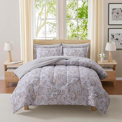 Paisley Comforter Set King Size with Sheets Bed in a Bag – Deep Pocket Fitted Sheet with Elastic Corners, Cozy Comforter, Pillowcases & Shams – Soft Microfiber All Season Bedding – Machine Washable
