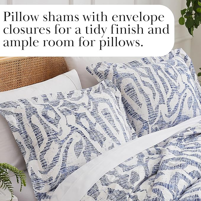 Southshore Fine Living, Inc. Oversized Twin Mattress Comforter Set, Down Alternative Comforter, Soft Bedspread Coverlet Set, Abstract Prints, Twin/XL Bedding with Matching Pillow Sham, Blue Khari