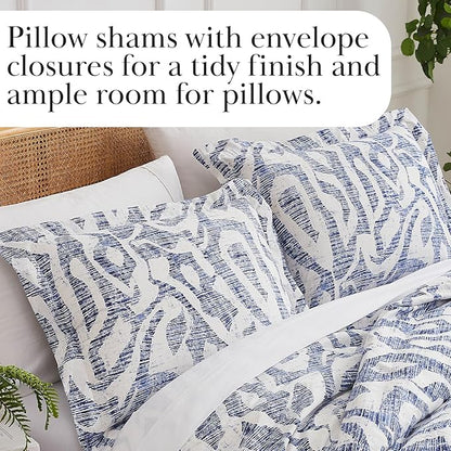 Southshore Fine Living, Inc. Oversized Twin Mattress Comforter Set, Down Alternative Comforter, Soft Bedspread Coverlet Set, Abstract Prints, Twin/XL Bedding with Matching Pillow Sham, Blue Khari