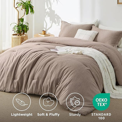Bedsure California King Comforter Set - Khaki Soft Bedding for All Seasons, Cationic Dyed Bed Set, 3 Pieces, 1 California King Size Comforter (104"x96") and 2 Pillow Shams (20"x36"+2")