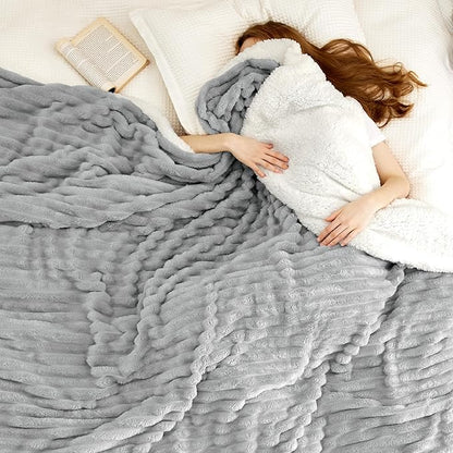Bedsure Sherpa Blanket Queen Size for Bed - Super Soft, Cozy Fleece Thick Warm Blanket for Winter, GentleSoft Home Room Decor, Grey, 90x90 Inches