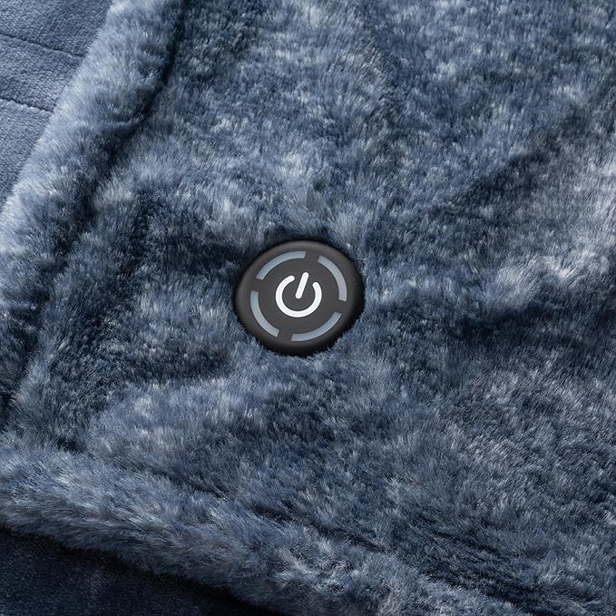 Berkshire Blanket Heated Throw Blanket, Grace Fur to Loftmink Reversible Electric Throw with 4 Heat Levels, Fast Heating Printed Throw for Couch and Bed, Auto Shut-Off Feature (50"x60")