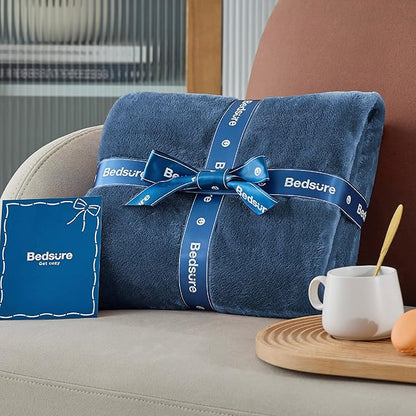 Bedsure GentleSoft Fleece Blanket Twin Size Mineral Blue - 300GSM Lightweight Plush Fuzzy Cozy Soft Warm Blanket for Bed, Sofa, Couch, Travel, Camping, 60x80 inches