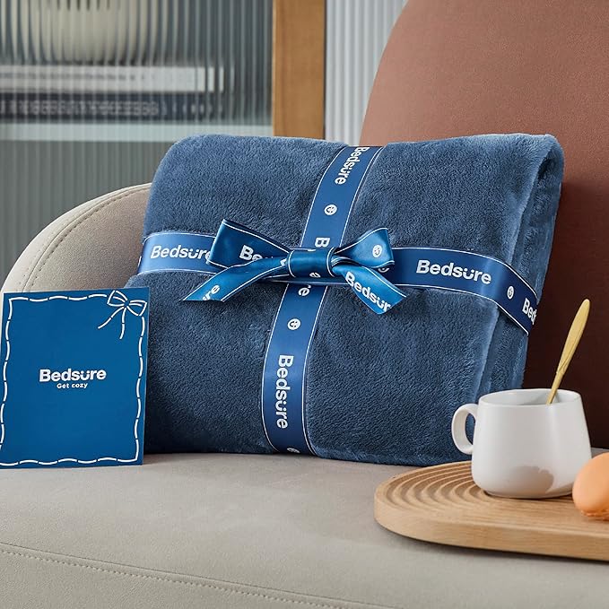 Bedsure GentleSoft Fleece Throw XL Blanket Mineral Blue - 300GSM Soft Lightweight Plush Cozy Blankets for Bed, Sofa, Couch, Travel, Camping, 50x70 inches