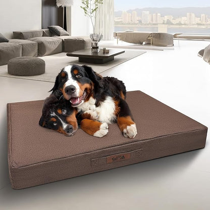 Sytopia Indestructible 50 Inch Orthopedic Waterproof Dog Crate Bed chew Proof for Extra Large Dogs, Removable Washable Cover, Egg Crate Foam Mat, Suitable for Dogs Up to 130 lbs, Brown