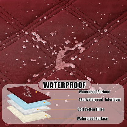 Smiry Waterproof Dog Bed Cover Blanket 40x70, Soft Reversible Pet Blanket, Washable Leakproof Cats Dogs Couch Cover for Sofa, Couch, Furniture, Wine Red/Beige