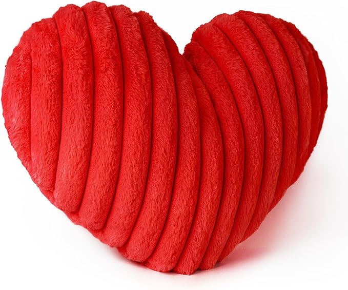 AELS Heart Shaped Pillow, Heart Decorative Throw Pillows, Faux Fur Love Pillows, Cute Valentines Day Decorations, Wedding Decor, Living Room Bedroom Nursery Decor, Red, L