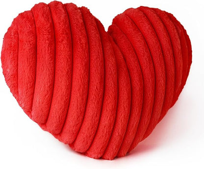 AELS Heart Shaped Pillow, Heart Decorative Throw Pillows, Faux Fur Love Pillows, Cute Valentines Day Decorations, Wedding Decor, Living Room Bedroom Nursery Decor, Red, L