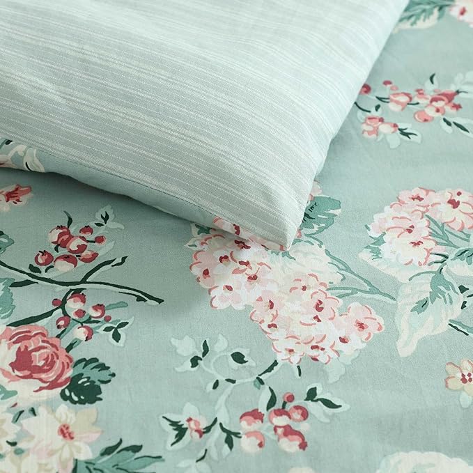 Laura Ashley - Comforter Set, Luxurious Bedding with Matching Shams, Soft & Serene Room Essentials (Rosemoore Teal, Full/Queen)
