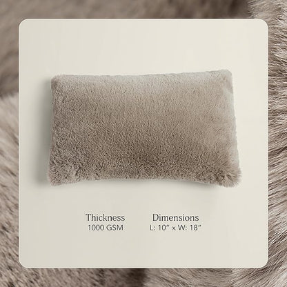 UnHide Squish Lumbar Pillow - Faux Fur Pillow - Extra Soft Throw Pillow - Rectangular Shaped, Polyester Fill - Machine Washable - Perfect for Living Room Or Bedroom - 10” x 18” - Taupe Ducky