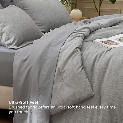 Bedsure Full Comforter Set Dark Grey - Bed in a Bag Full Size Bedding 7 Pieces, Cationic Dyed Bed Set Gift for Family, Dark Grey Soft Bedding for All Seasons Comforter with Sheets, Pillowcases & Shams