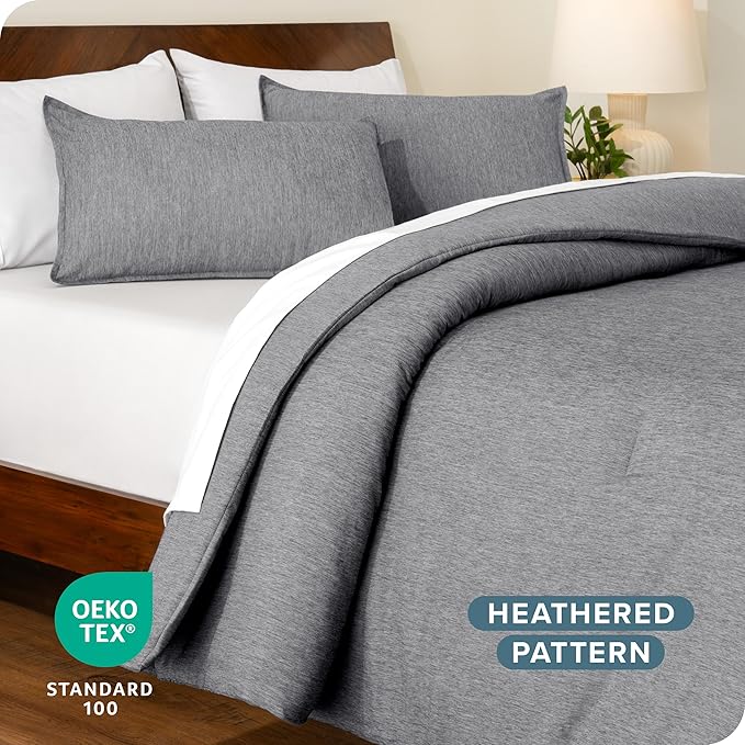 Bare Home Comforter Set - King Size - Ultra-Soft - Goose Down Alternative - Premium 1800 Series - All Season Warmth Comforter (King, Heathered Charcoal)