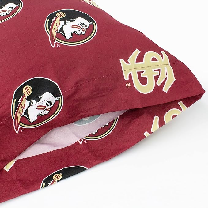College Covers Everything Comfy Florida State Seminoles Pillowcase Pair, Standard, 20" x 30", Includes 2 Pillowcases
