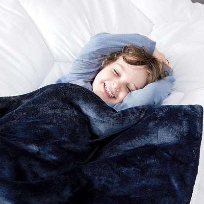 Bedsure GentleSoft Bedding Fleece Blanket for Girls and Boys - Soft Cozy Cute Small Throw Blankets for Travel, 43x55 Inches, Navy